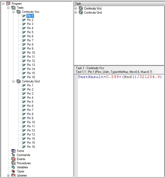 Program module Task/Test structures organize tests according to a common test process